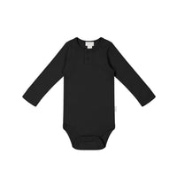 Organic Cotton Modal Long Sleeve Bodysuit - Ebony Childrens Bodysuit from Jamie Kay NZ