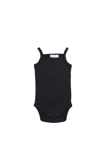 Organic Cotton Modal Singlet Bodysuit - Ebony Childrens Bodysuit from Jamie Kay NZ