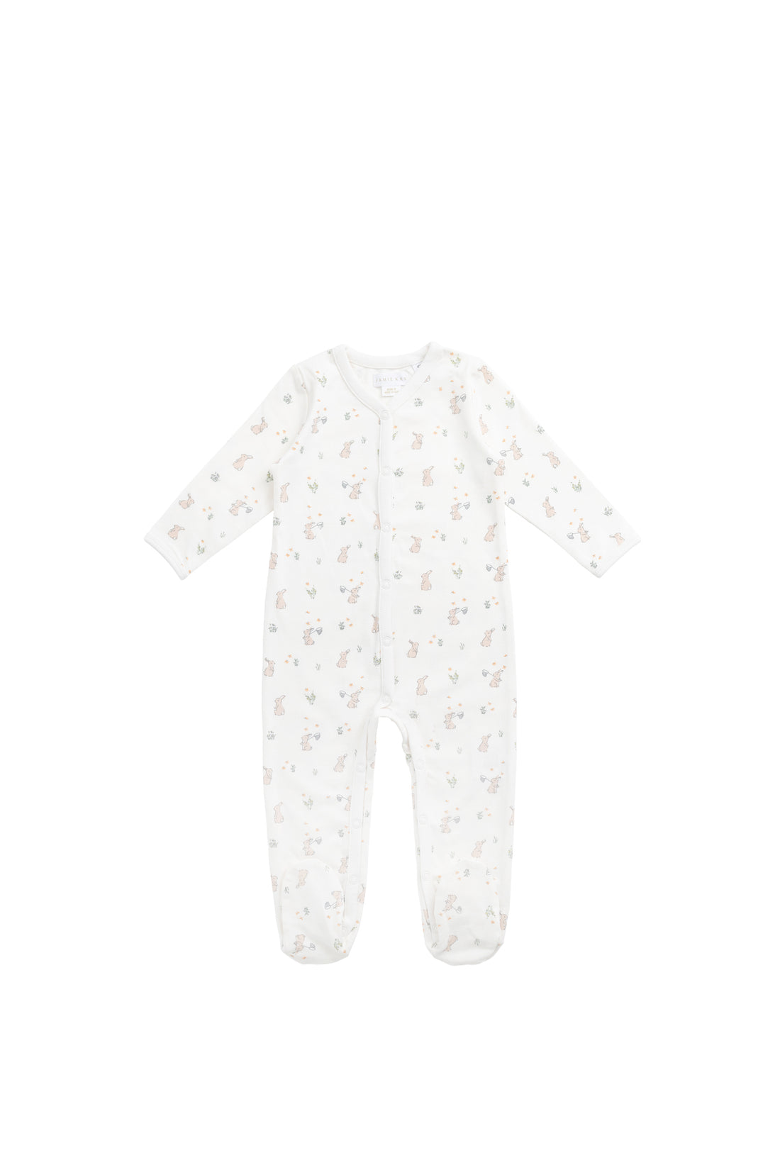 Organic Cotton Murphy Onepiece - Lapin Jardin Crisp Childrens Pyjama from Jamie Kay NZ