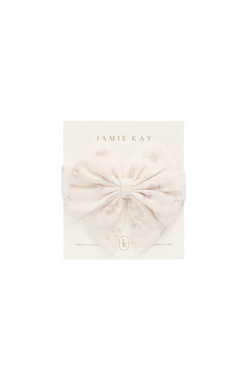Organic Cotton Muslin Annalise Bow - Pauline Pink Childrens Bow from Jamie Kay NZ