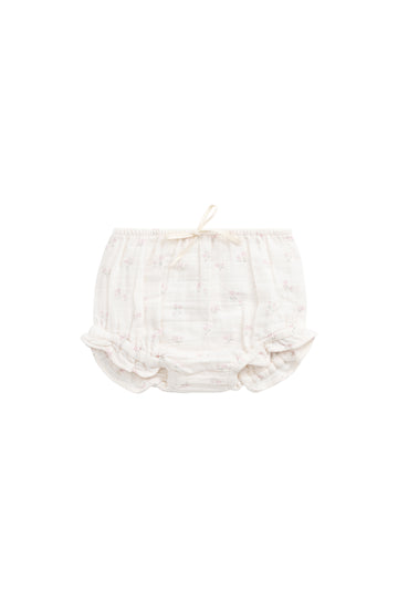 Organic Cotton Muslin Frill Bloomer - Pauline Pink Childrens Bloomer from Jamie Kay NZ