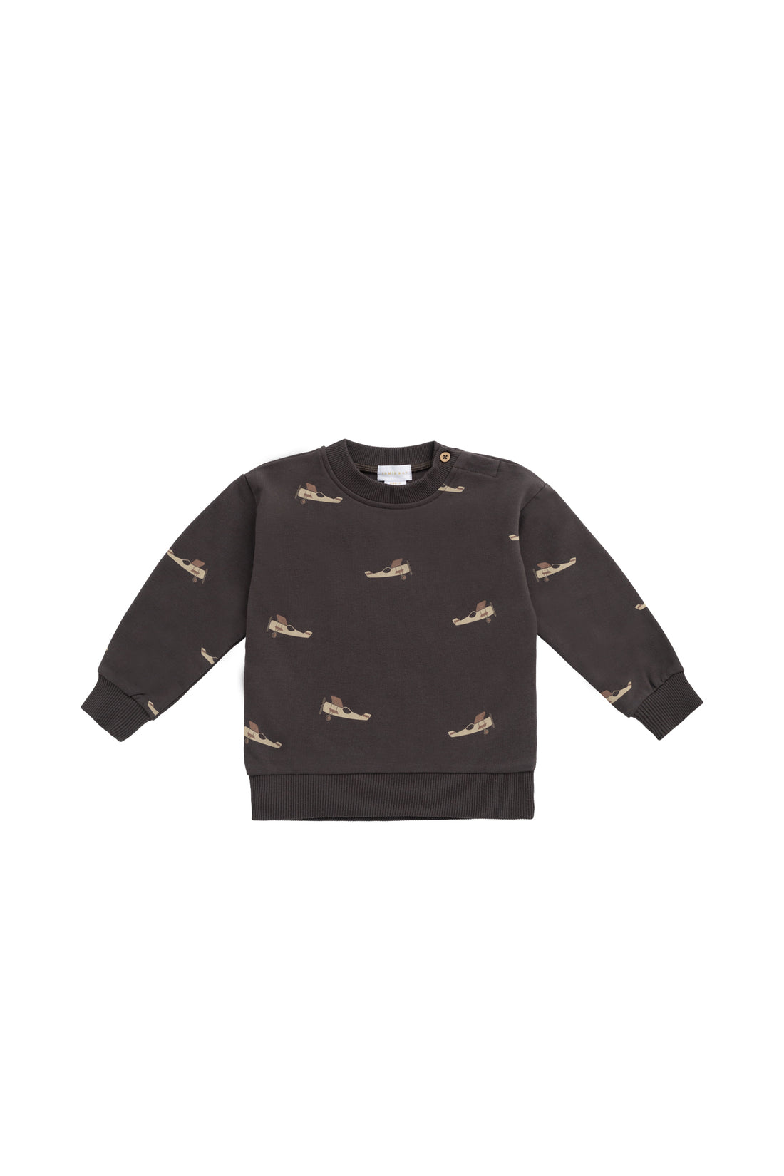 Organic Cotton Peyton Sweatshirt - Pilot Planes Bistre Childrens Top from Jamie Kay NZ