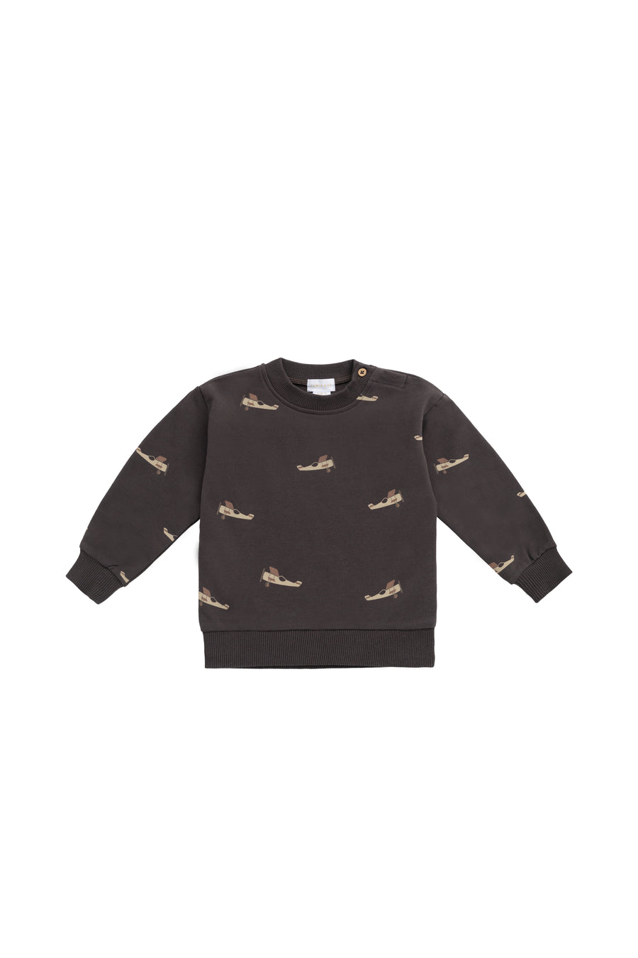 Organic Cotton Peyton Sweatshirt - Pilot Planes Bistre Childrens Top from Jamie Kay NZ