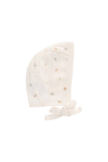 Organic Cotton Pointelle Bonnet - Sweet Magnolia Simple Childrens Bonnet from Jamie Kay NZ