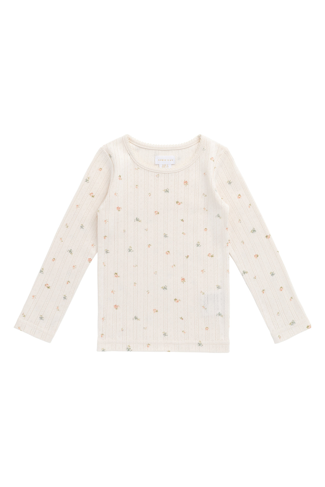 Organic Cotton Pointelle Long Sleeve Top - Sweet Magnolia Simple Childrens Top from Jamie Kay NZ
