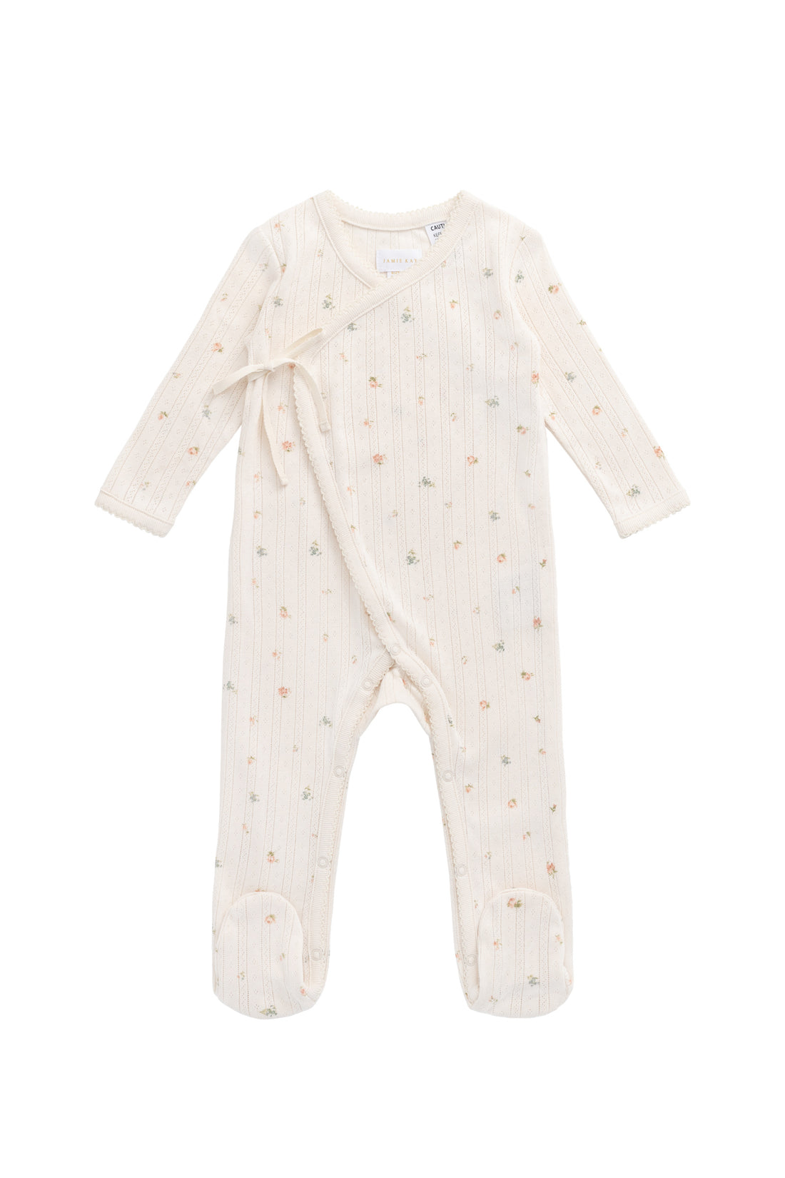 Organic Cotton Pointelle Wrap Onepiece - Sweet Magnolia Simple Childrens Onepiece from Jamie Kay NZ