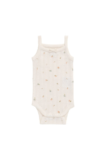 Organic Cotton Pointelle Singletsuit - Sweet Magnolia Simple Childrens Bodysuit from Jamie Kay NZ