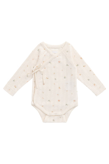 Organic Cotton Pointelle Marina Bodysuit - Sweet Magnolia Simple Childrens Bodysuit from Jamie Kay NZ