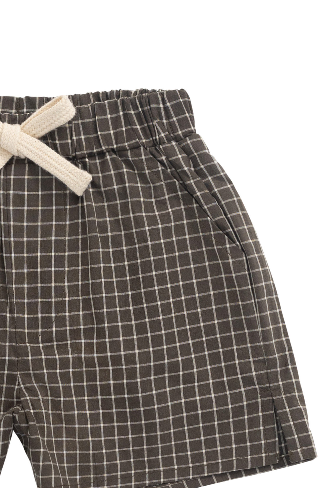 Organic Cotton Silas Short - Coffee Grid Childrens Short from Jamie Kay NZ