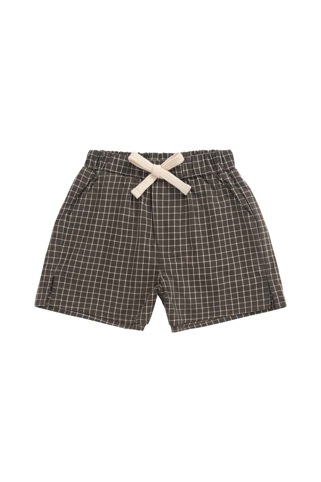 Organic Cotton Silas Short - Coffee Grid Childrens Short from Jamie Kay NZ