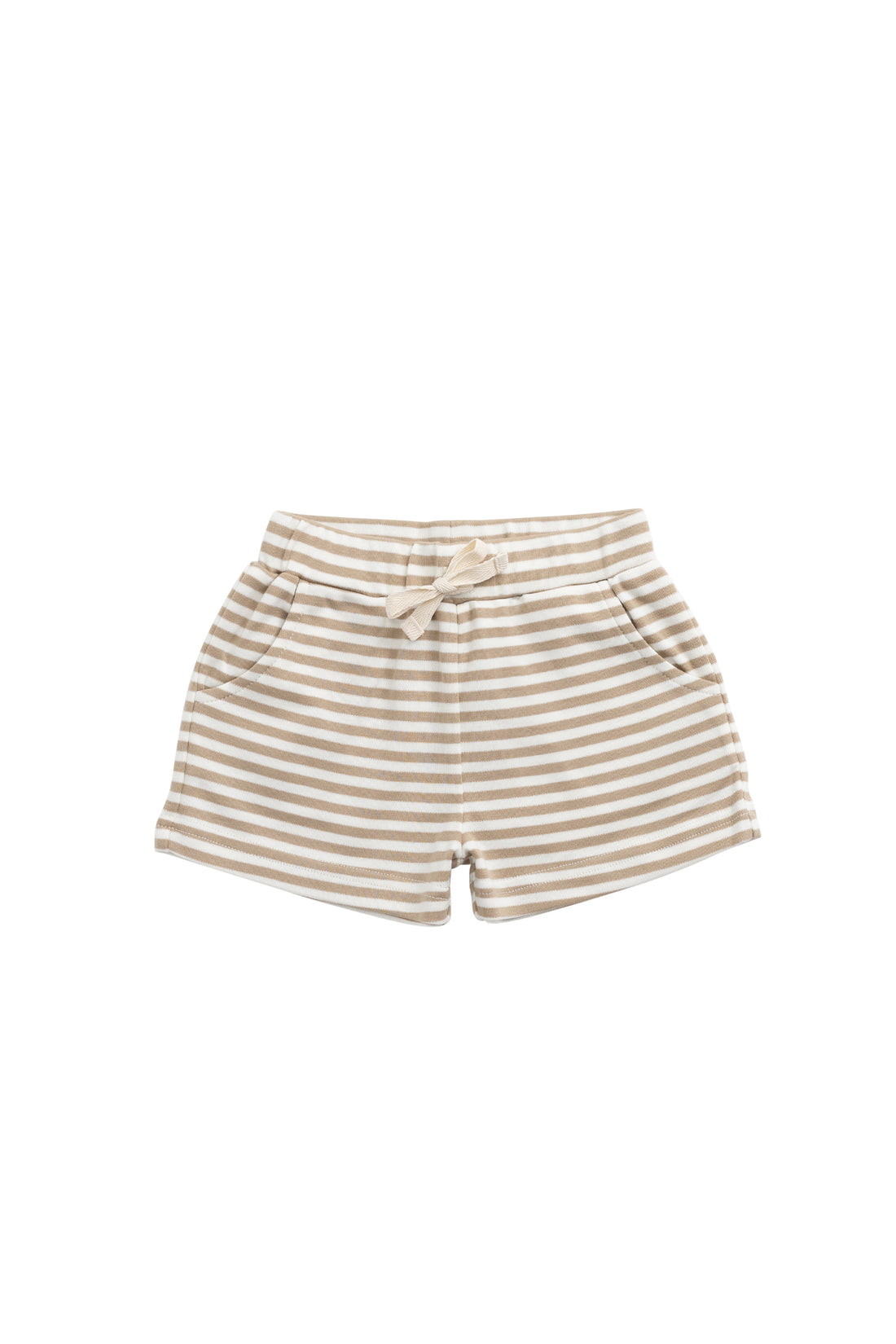 Pima Cotton Wesley Short - Slim Stripe Brioche/Cloud Childrens Short from Jamie Kay NZ