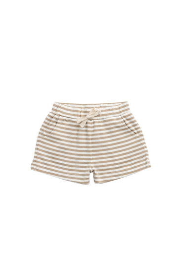 Pima Cotton Wesley Short - Slim Stripe Brioche/Cloud Childrens Short from Jamie Kay NZ