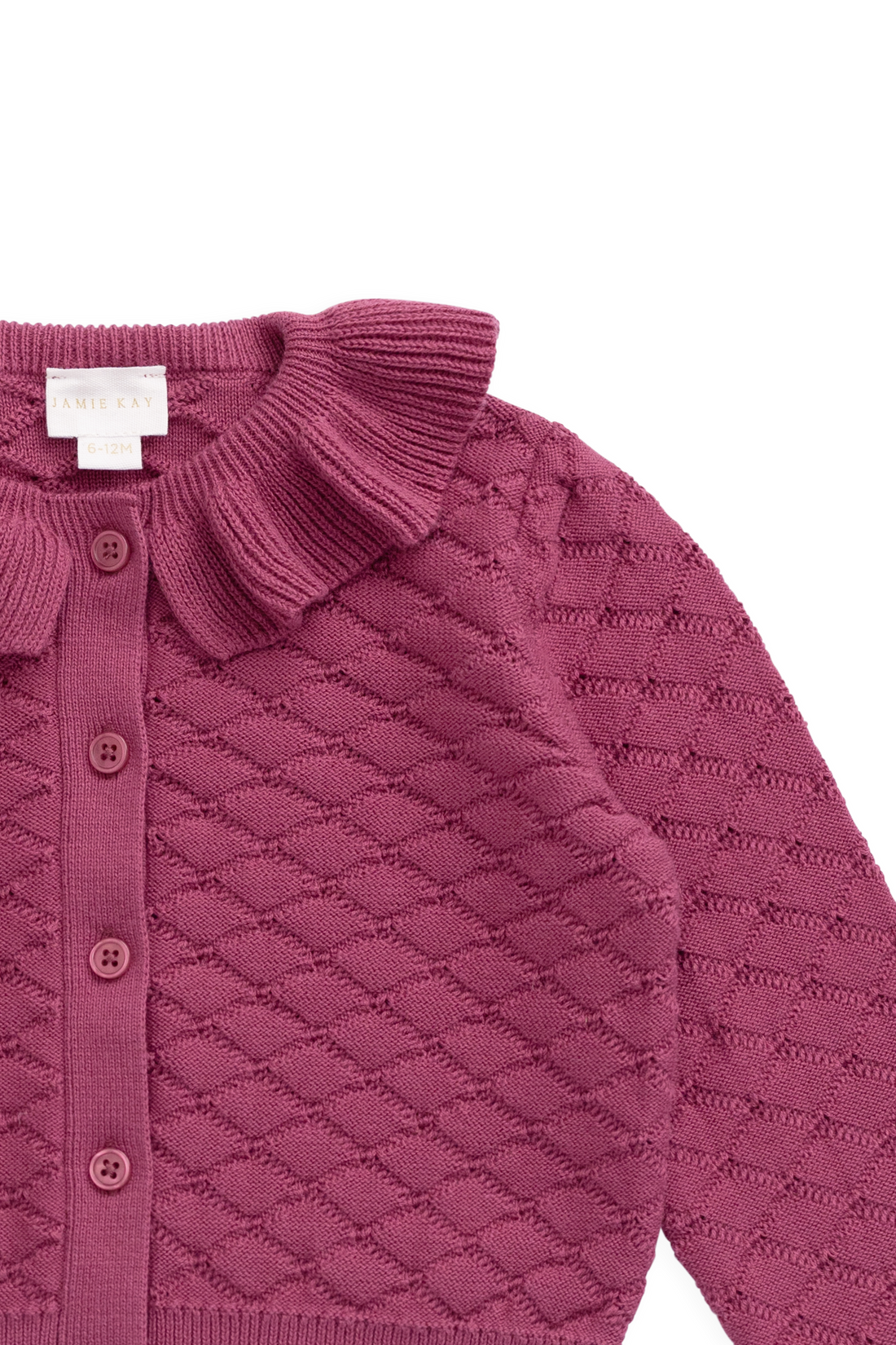 Alison Cardigan - Raspberry Wine Childrens Cardigan from Jamie Kay NZ