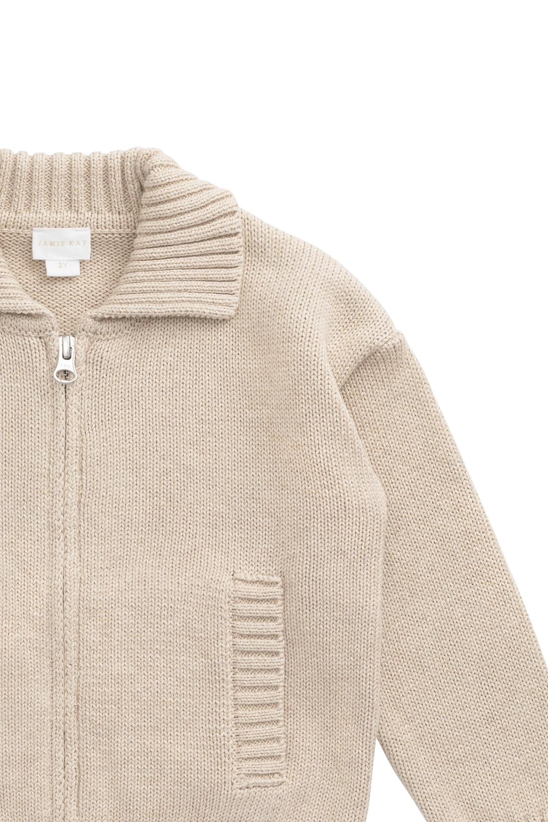 Charlie Zip-Up Cardigan - Wheat Childrens Cardigan from Jamie Kay NZ