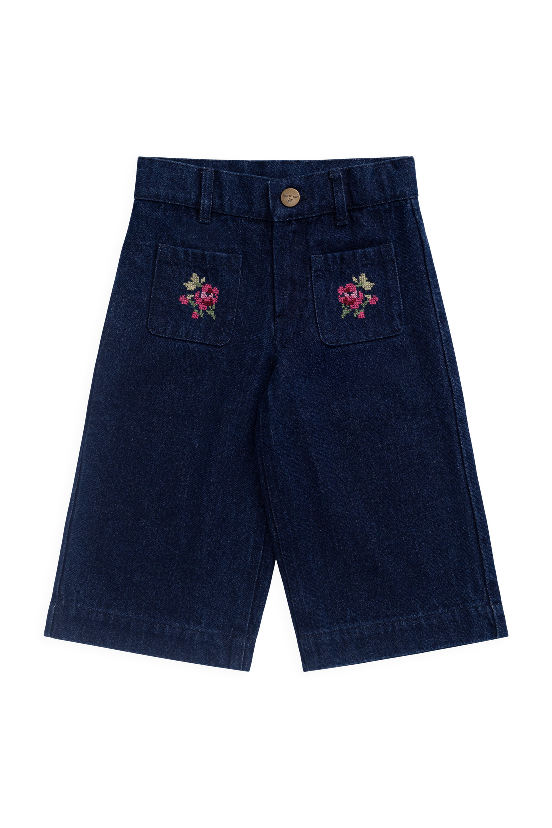 Ines Pant - Deep Sea Denim Orchid Rose Childrens Pants from Jamie Kay NZ