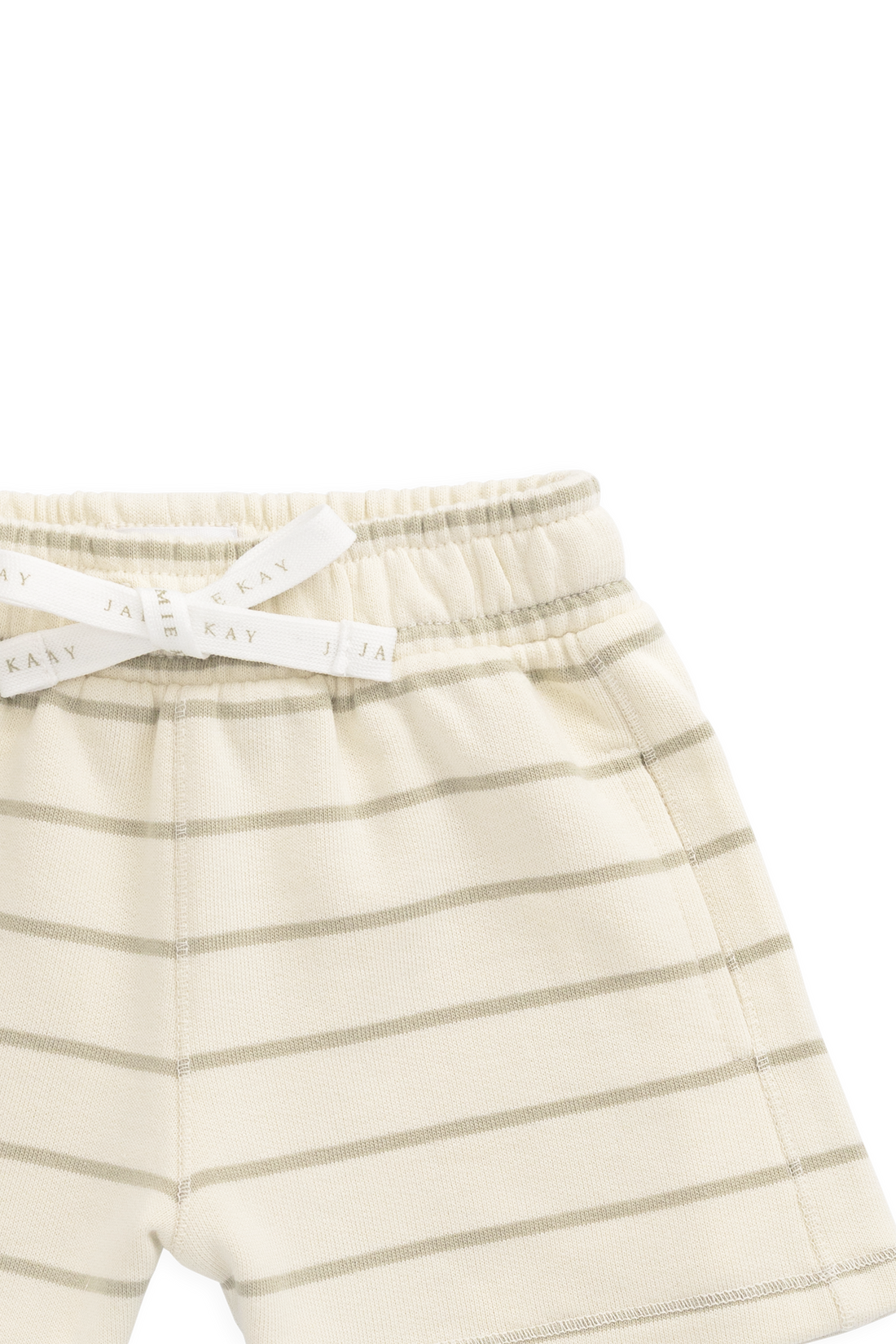 Organic Cotton Jalen Short - Horizon Stripe Lichen/Cloud Childrens Shorts from Jamie Kay NZ