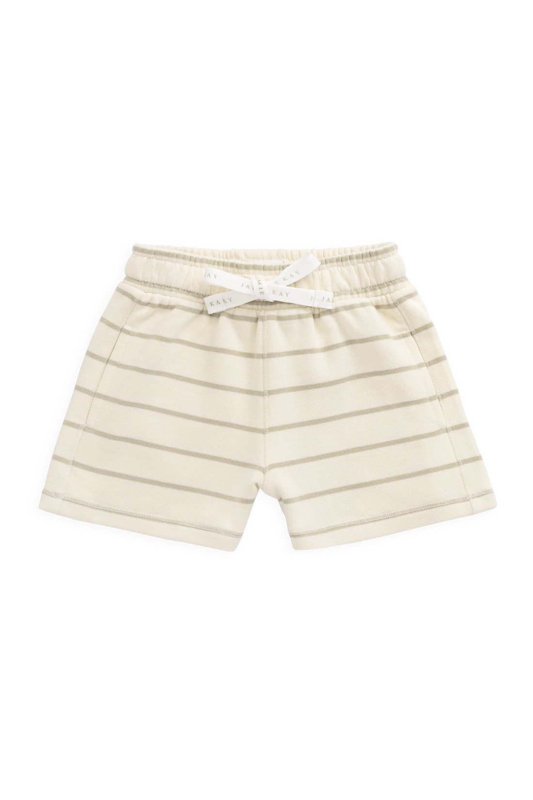 Organic Cotton Jalen Short - Horizon Stripe Lichen/Cloud Childrens Shorts from Jamie Kay NZ