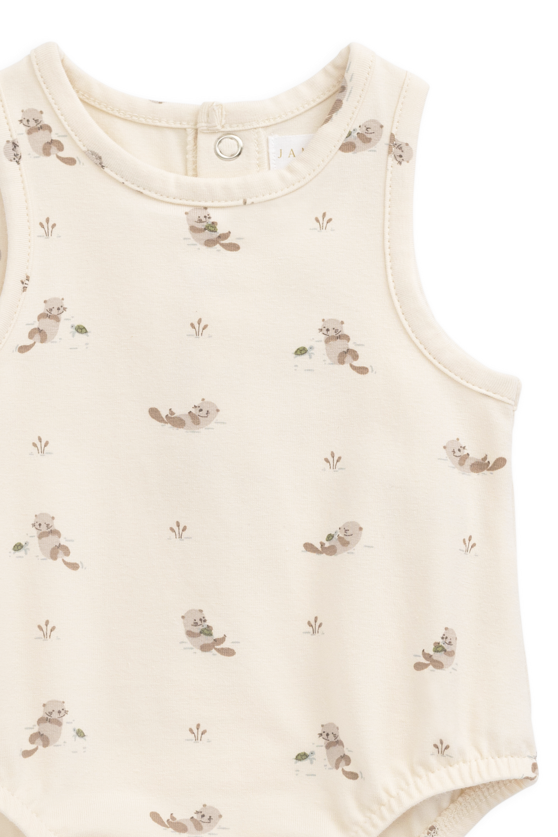 Organic Cotton Lionel Playsuit - Otter Buddies Tofu Childrens Playsuit from Jamie Kay NZ