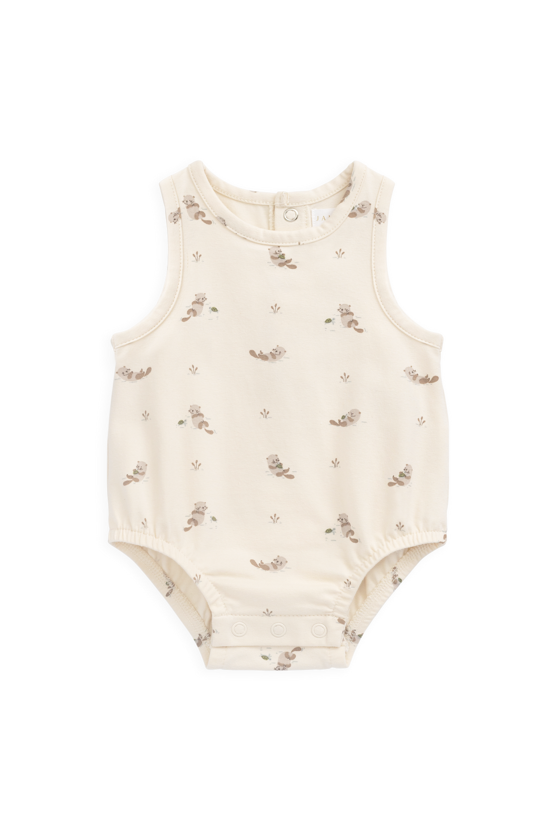 Organic Cotton Lionel Playsuit - Otter Buddies Tofu Childrens Playsuit from Jamie Kay NZ