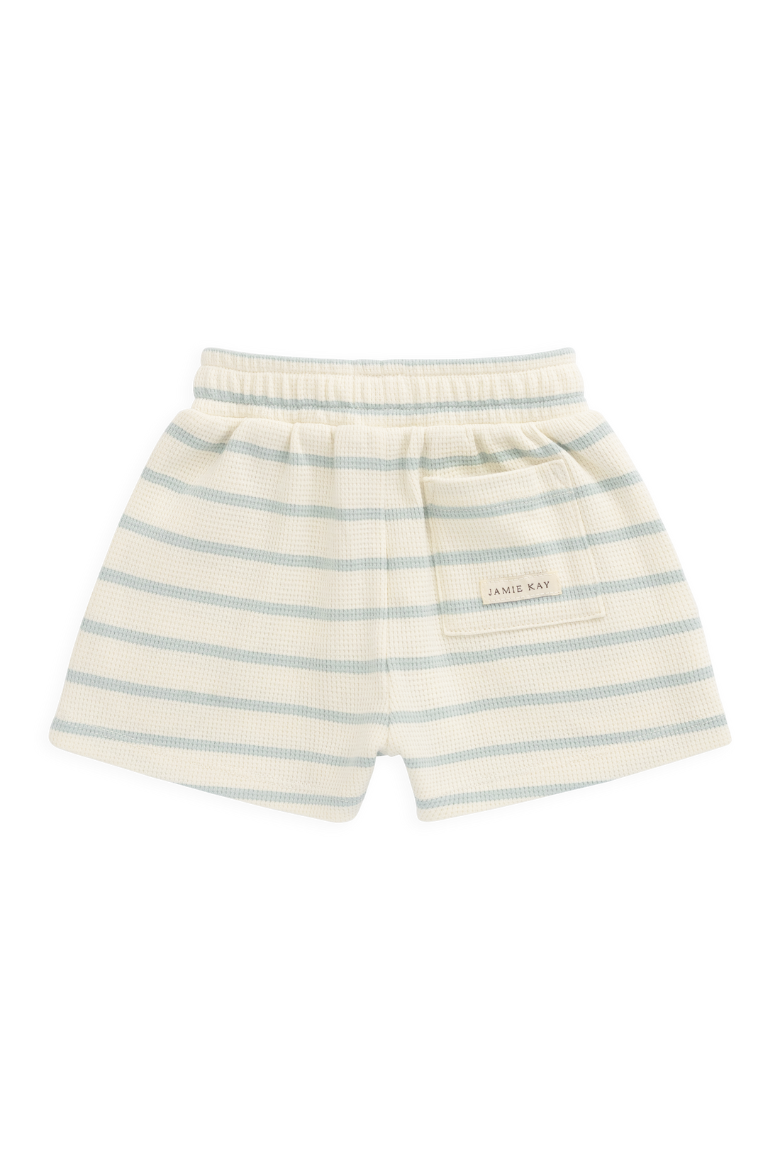 Organic Cotton Waffle Leith Short - James Stripe Reef/Cloud Childrens Shorts from Jamie Kay NZ
