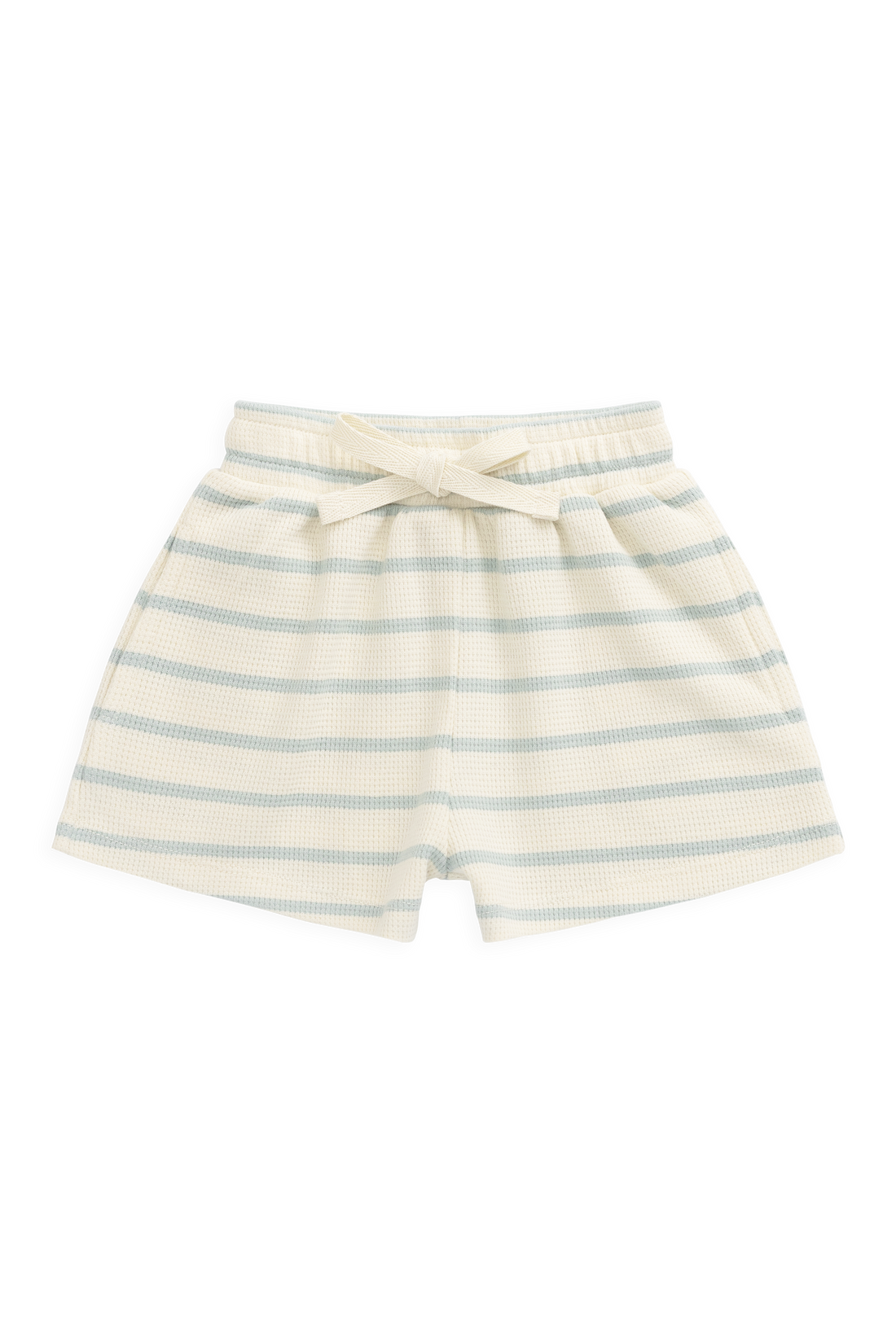 Organic Cotton Waffle Leith Short - James Stripe Reef/Cloud Childrens Shorts from Jamie Kay NZ