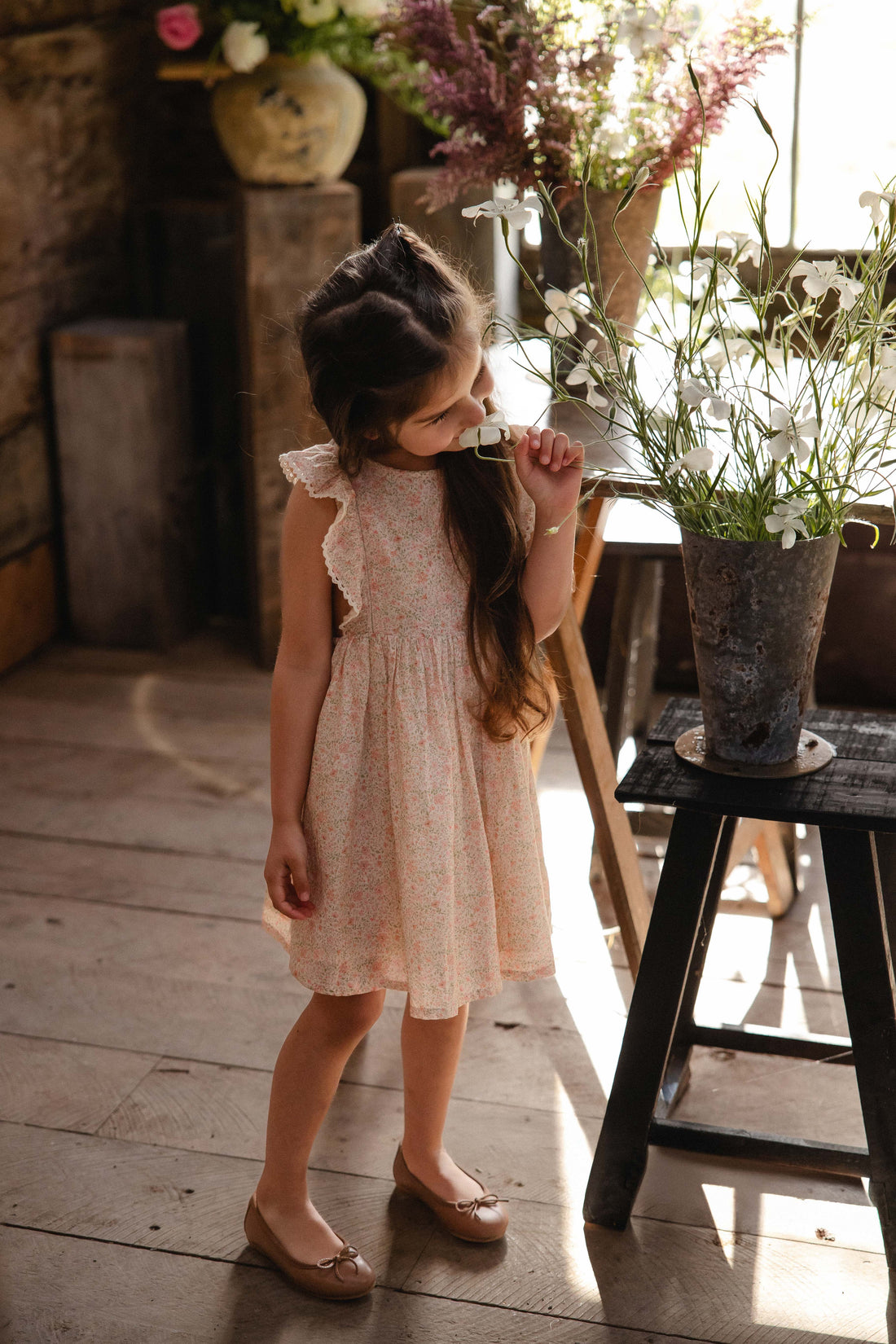 Organic Cotton Helene Dress - Flora Pink Childrens Dress from Jamie Kay NZ