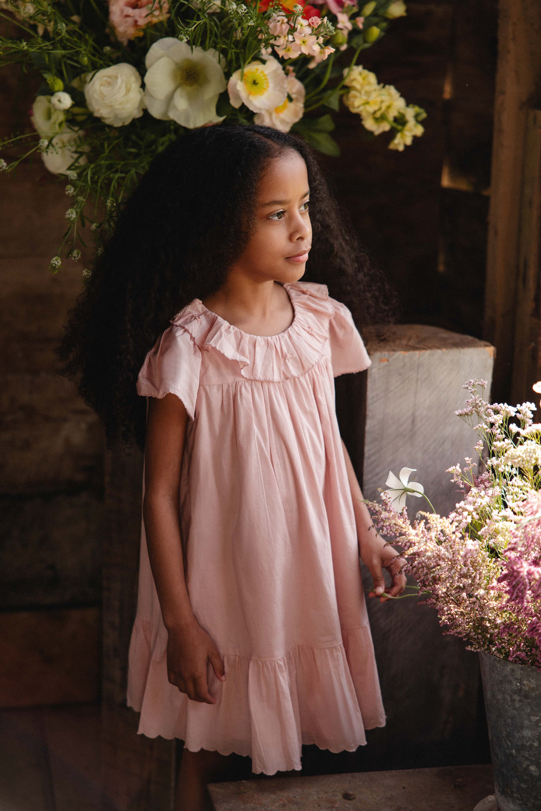 Organic Cotton Calianna Dress - Shell Pink Childrens Dress from Jamie Kay NZ
