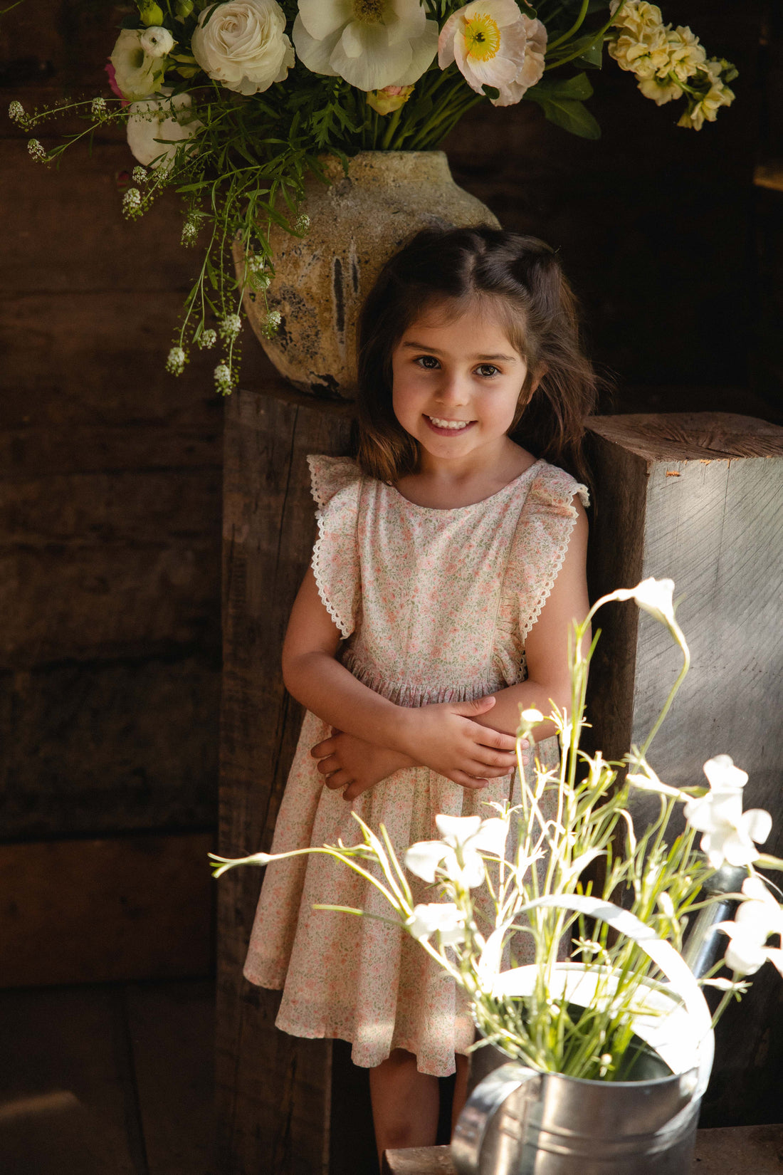 Organic Cotton Helene Dress - Flora Pink Childrens Dress from Jamie Kay NZ