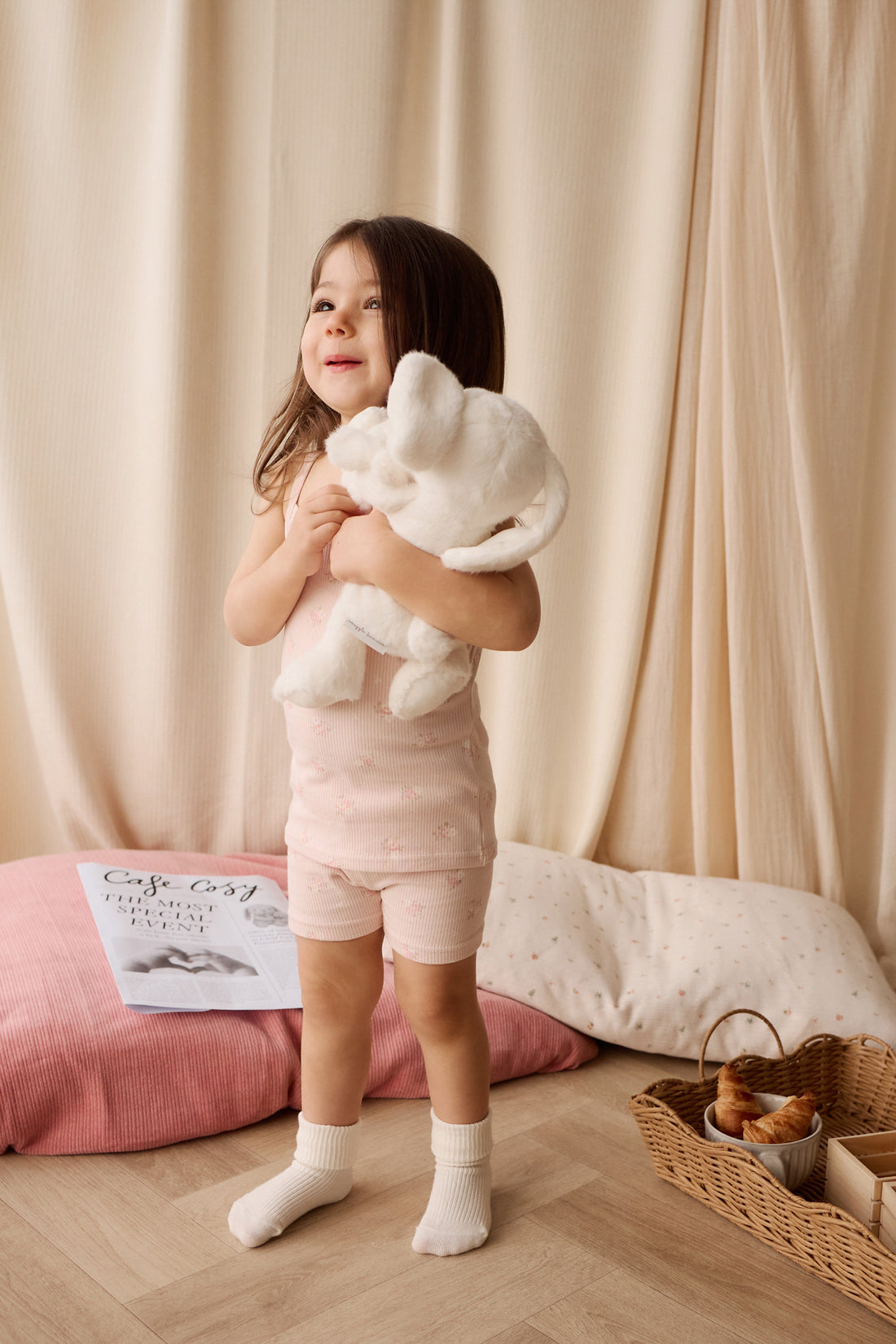 Organic Cotton Fine Rib Isla Singlet Pyjama Set - Simone Morganite Childrens Pyjama from Jamie Kay NZ