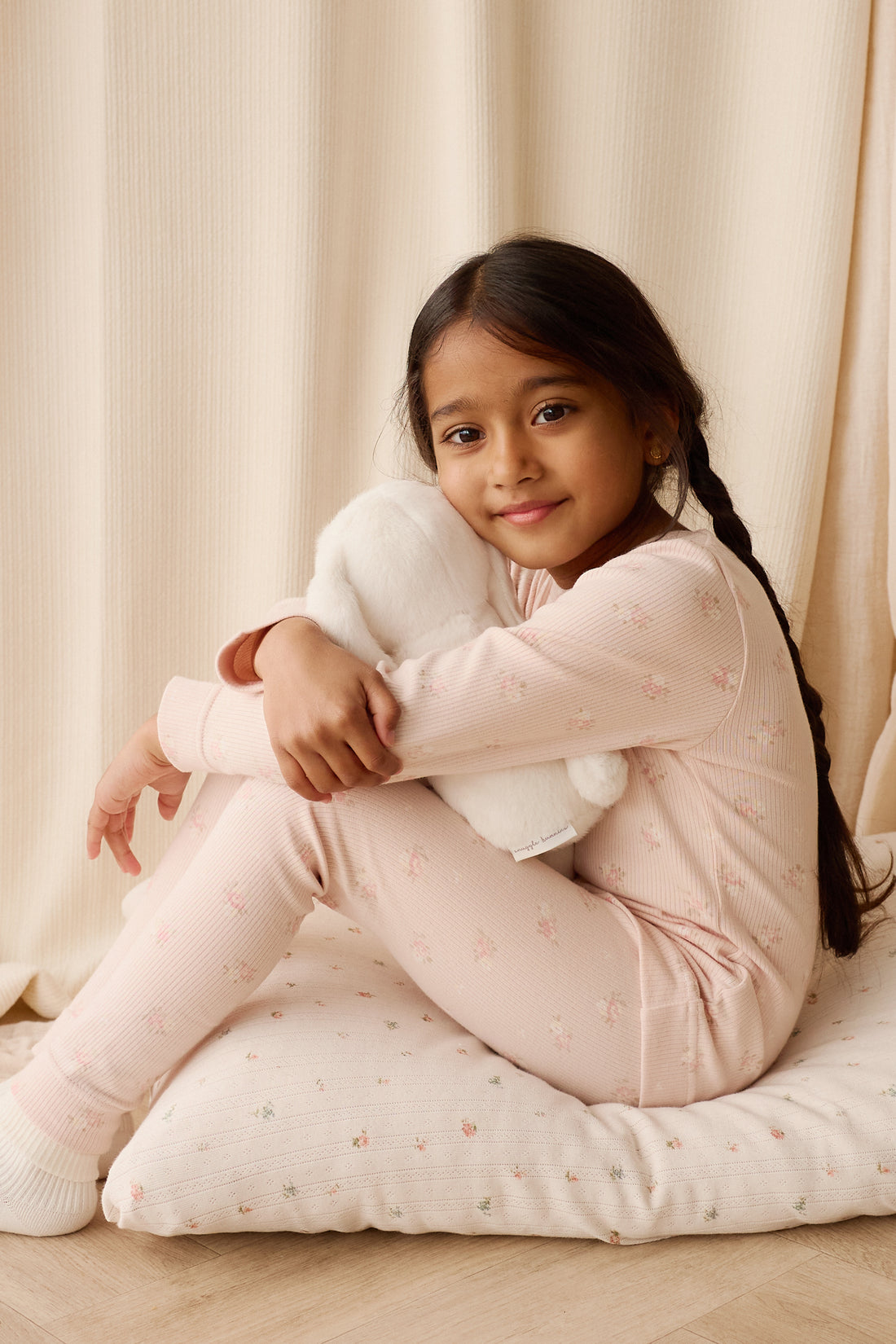 Organic Cotton Fine Rib Ellison Long Sleeve Pyjama Set - Simone Morganite Childrens Pyjama from Jamie Kay NZ