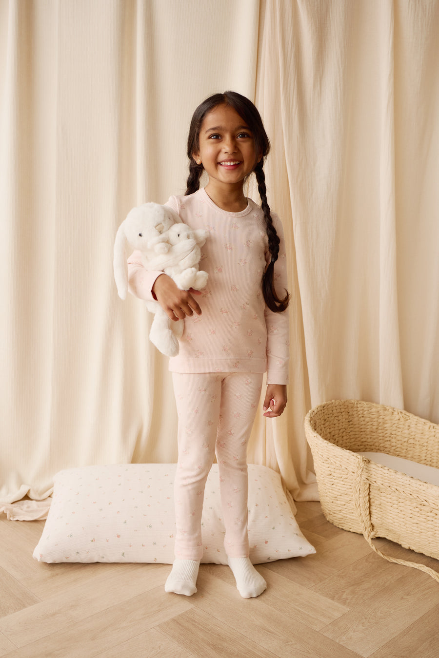 Organic Cotton Fine Rib Ellison Long Sleeve Pyjama Set - Simone Morganite Childrens Pyjama from Jamie Kay NZ