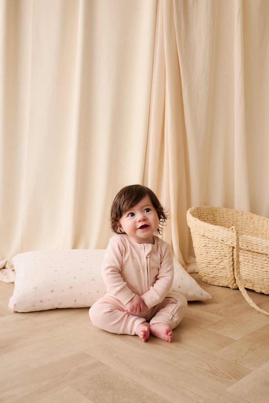 Organic Cotton Fine Rib Frankie Onepiece - Simone Morganite Childrens Pyjama from Jamie Kay NZ