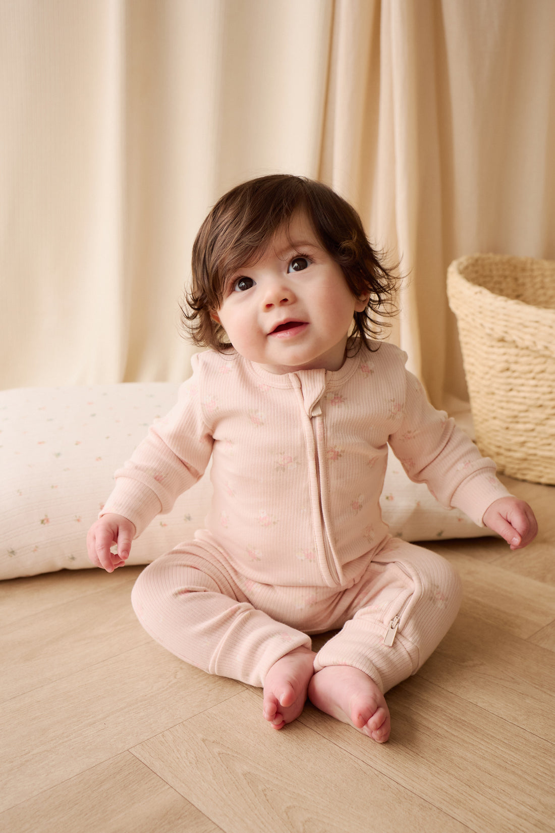 Organic Cotton Fine Rib Frankie Onepiece - Simone Morganite Childrens Pyjama from Jamie Kay NZ