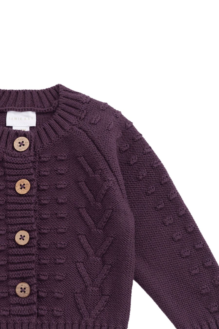 Cable Knit Cardigan - Blackberry Childrens Cardigan from Jamie Kay NZ