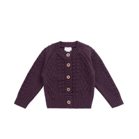 Cable Knit Cardigan - Blackberry Childrens Cardigan from Jamie Kay NZ