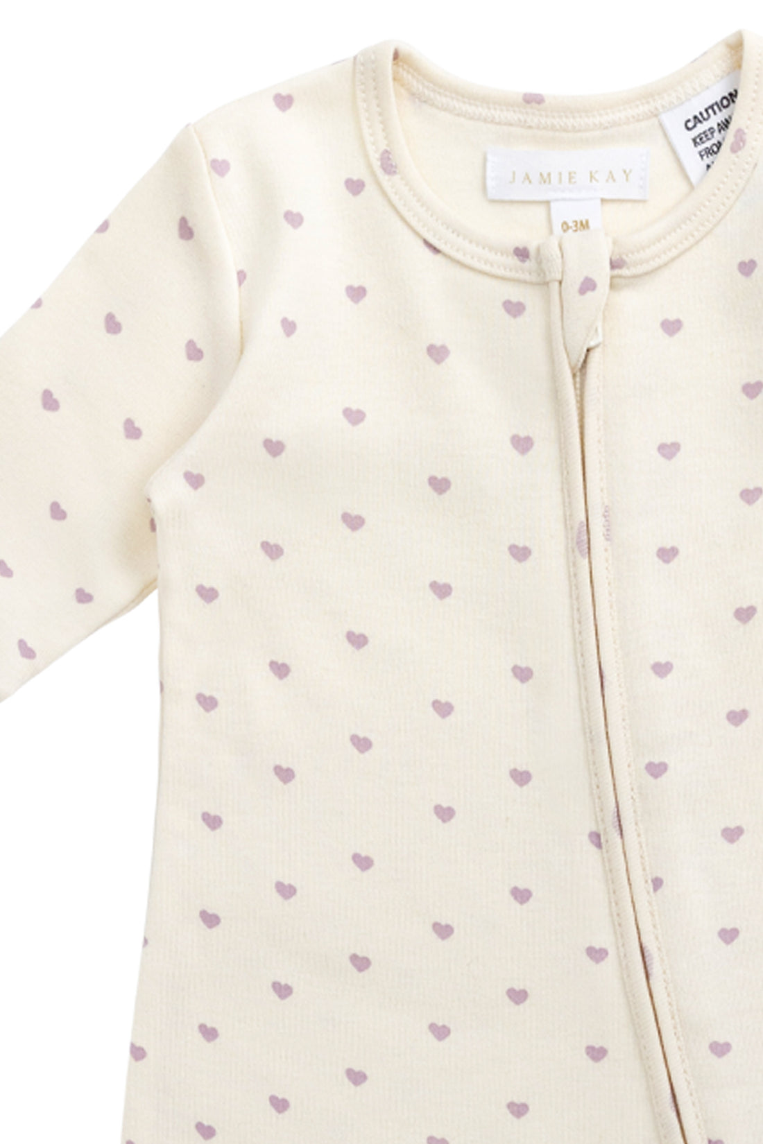 Organic Cotton Reese Zip Onepiece - Mon Amour Vintage Violet Childrens Pyjama from Jamie Kay NZ