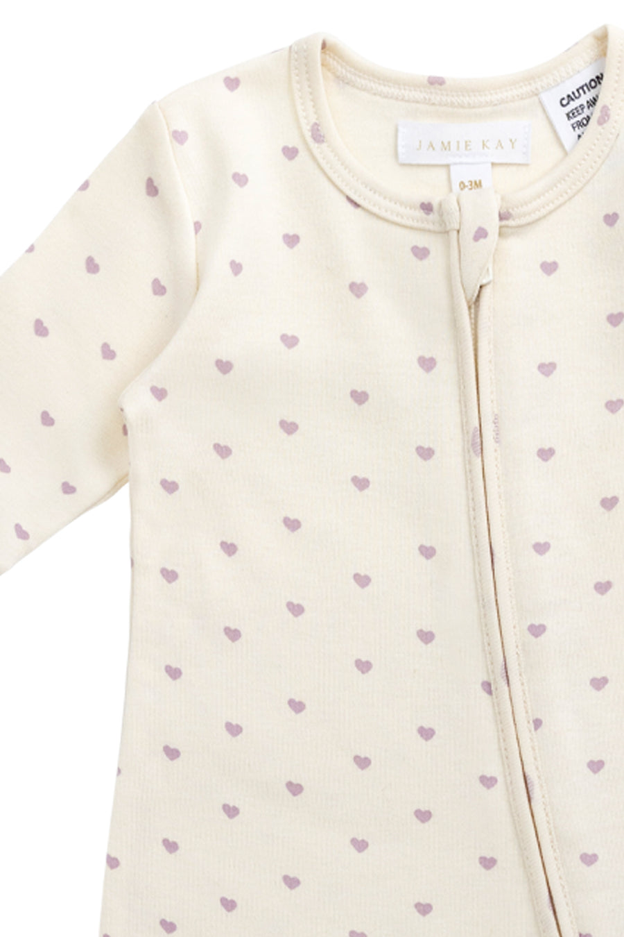 Organic Cotton Reese Zip Onepiece - Mon Amour Vintage Violet Childrens Pyjama from Jamie Kay NZ