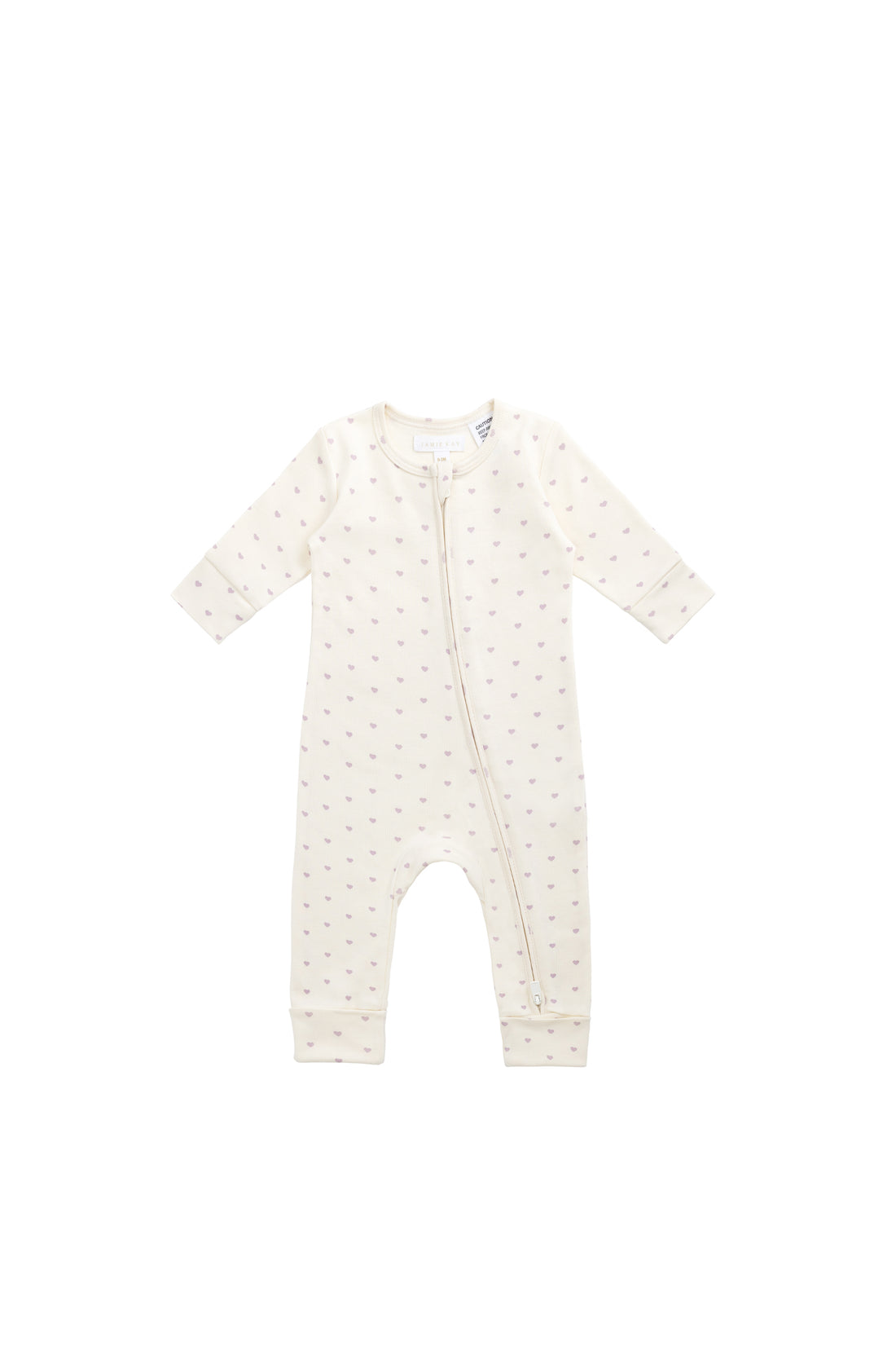 Organic Cotton Reese Zip Onepiece - Mon Amour Vintage Violet Childrens Pyjama from Jamie Kay NZ