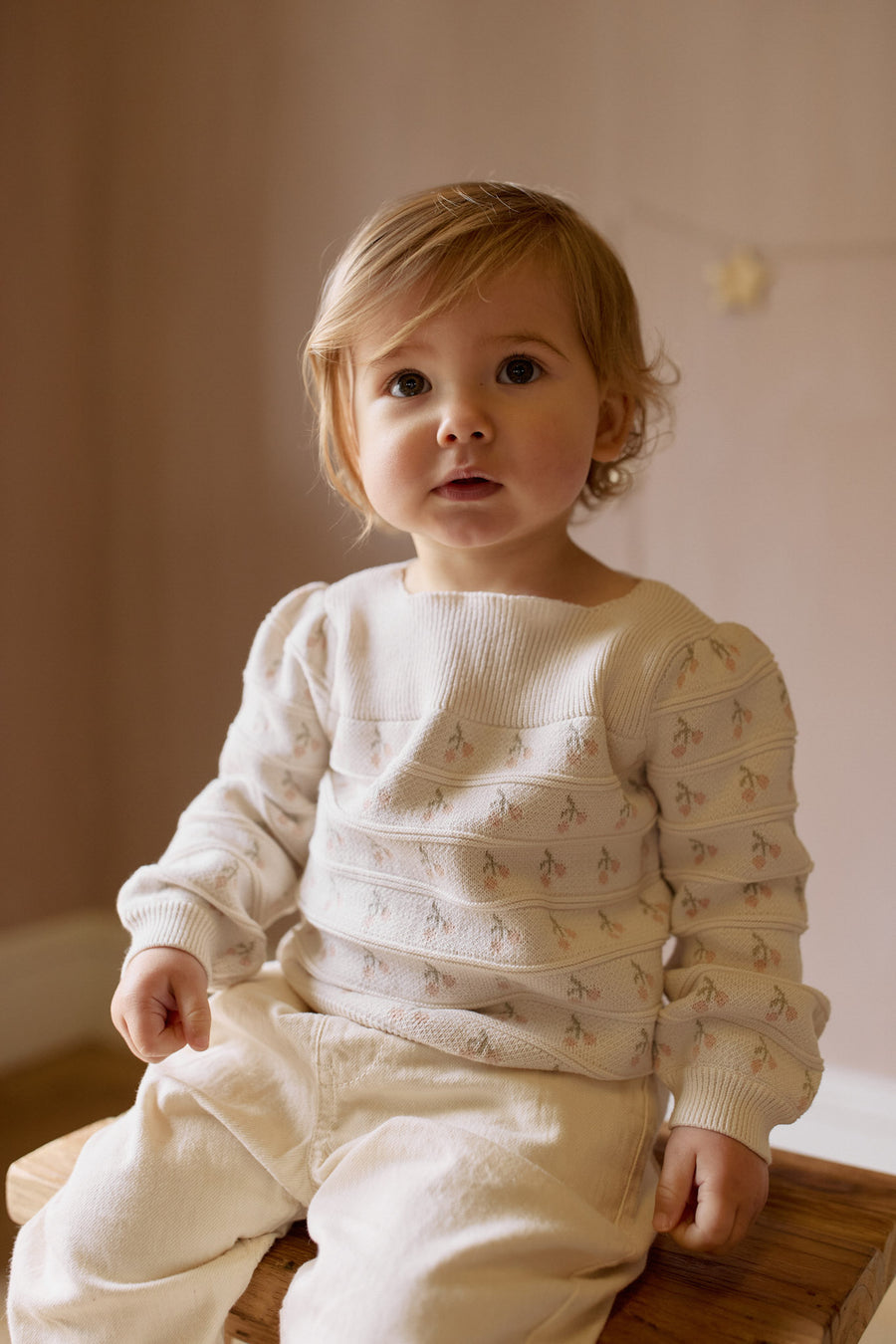 Cherry Love Jumper - Cherry Love Jacquard Egret Childrens Dress from Jamie Kay NZ