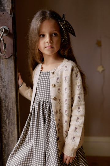 Penny Knitted Cardigan - Penny Flower Jacquard Childrens Cardigan from Jamie Kay NZ