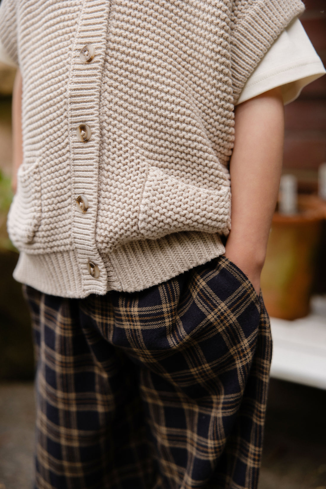 Organic Cotton Kenji Pant - Woodland Check Childrens Pant from Jamie Kay NZ