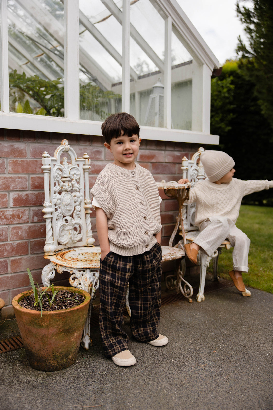 Rome Knit Vest - Oat Childrens Vest from Jamie Kay NZ