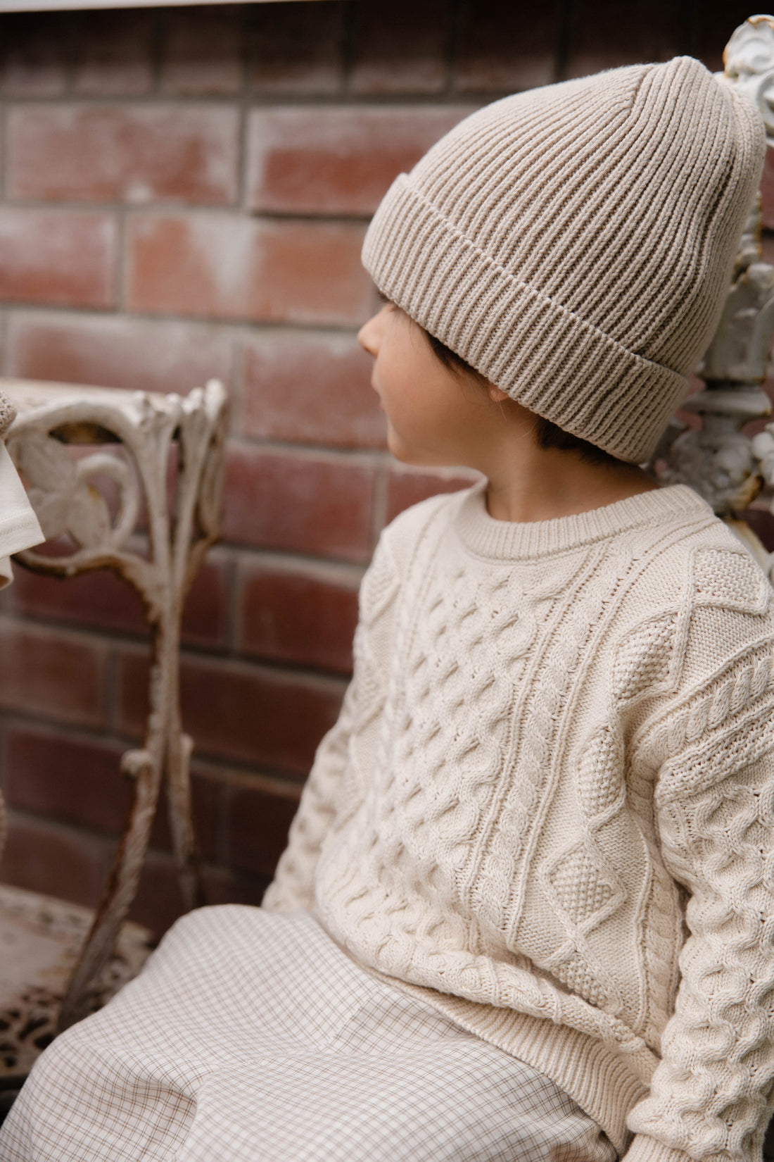 Sawyer Knit Jumper - Vanilla Childrens Jumper from Jamie Kay NZ