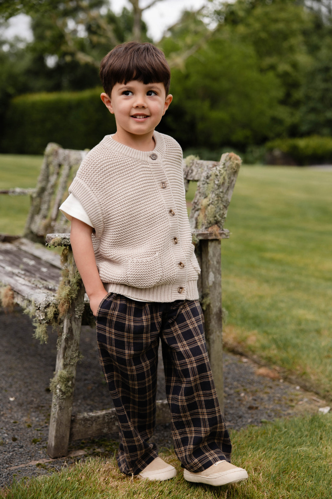 Rome Knit Vest - Oat Childrens Vest from Jamie Kay NZ
