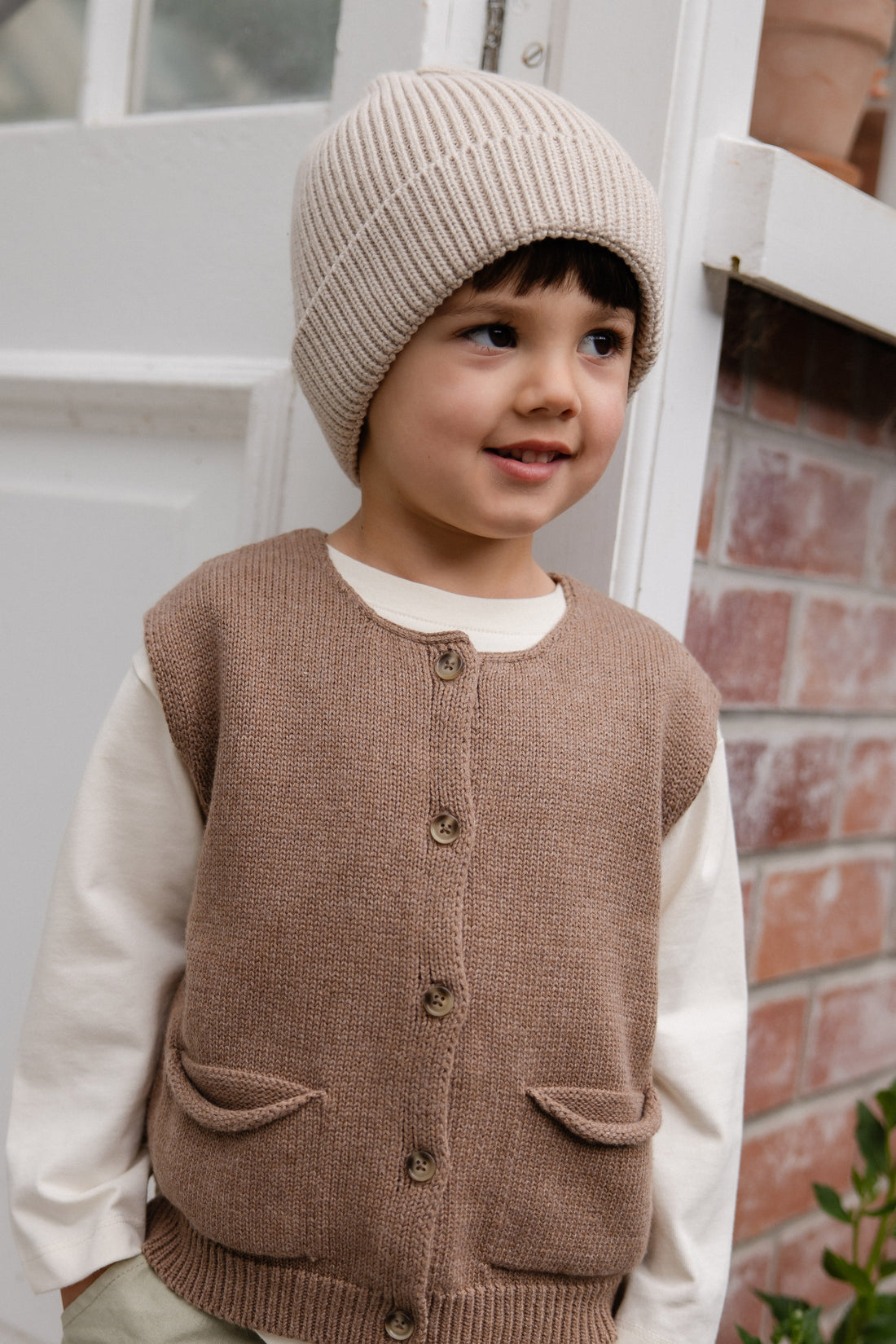 Leon Knitted Beanie - Oat Childrens Beanie from Jamie Kay NZ
