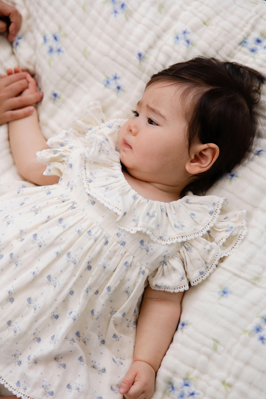 Organic Cotton Muslin Frannie Playsuit - Molly Blue Childrens Onepiece from Jamie Kay NZ