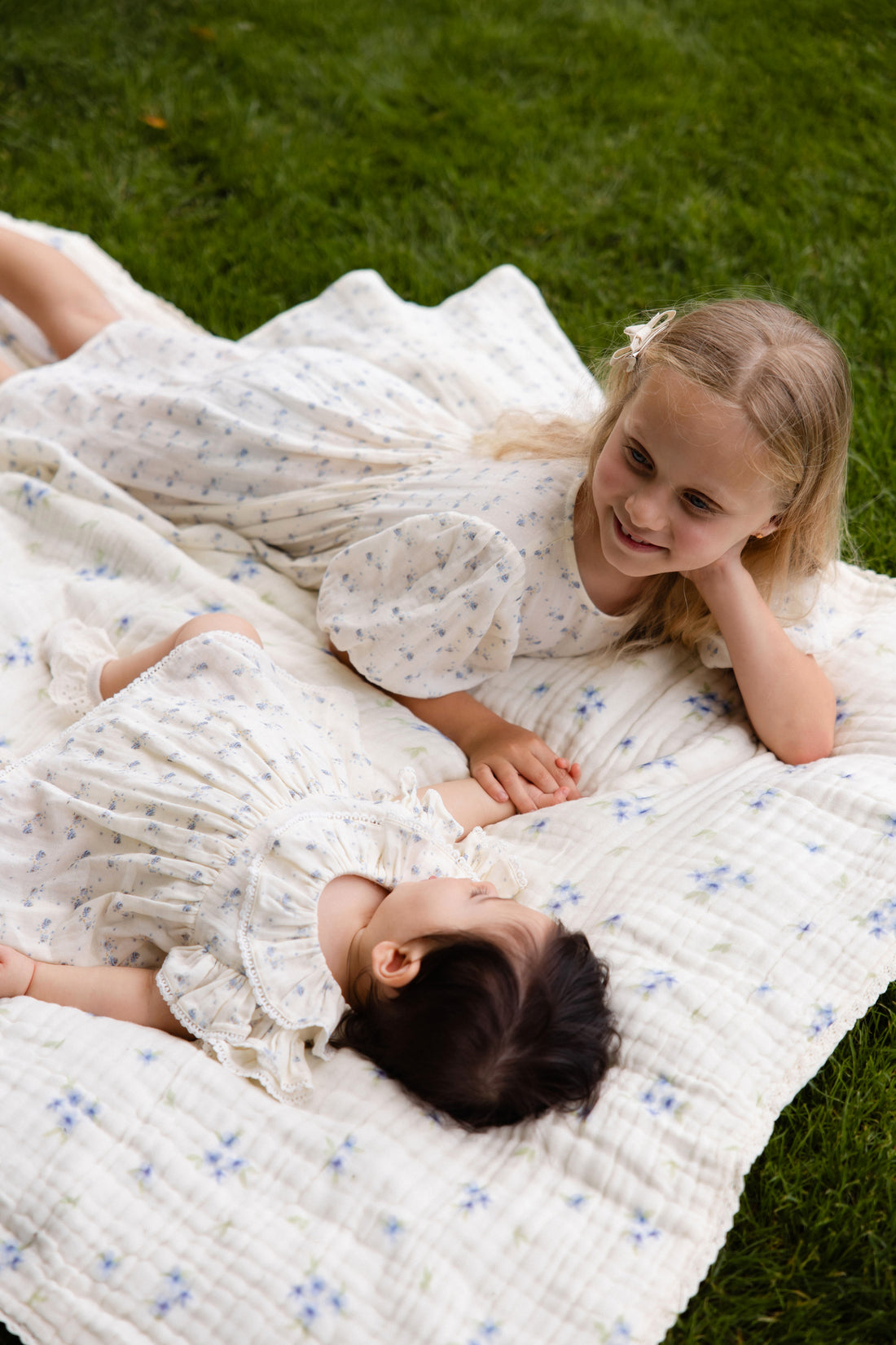 Organic Cotton Muslin Frannie Playsuit - Molly Blue Childrens Onepiece from Jamie Kay NZ