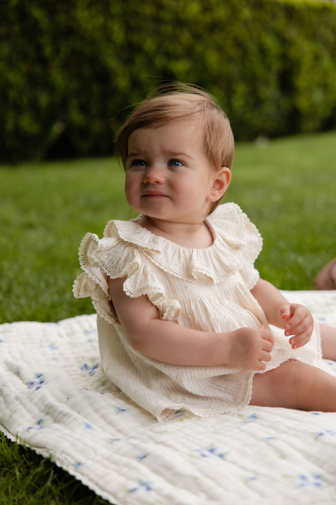 Organic Cotton Frannie Playsuit - Parchment Childrens Playsuit from Jamie Kay NZ