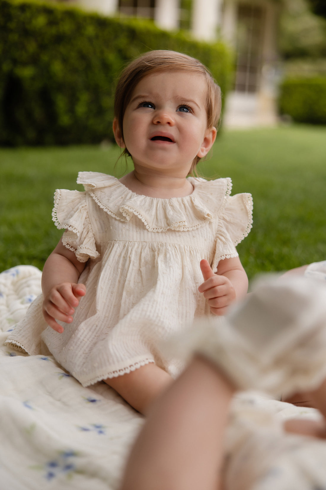 Organic Cotton Frannie Playsuit - Parchment Childrens Playsuit from Jamie Kay NZ