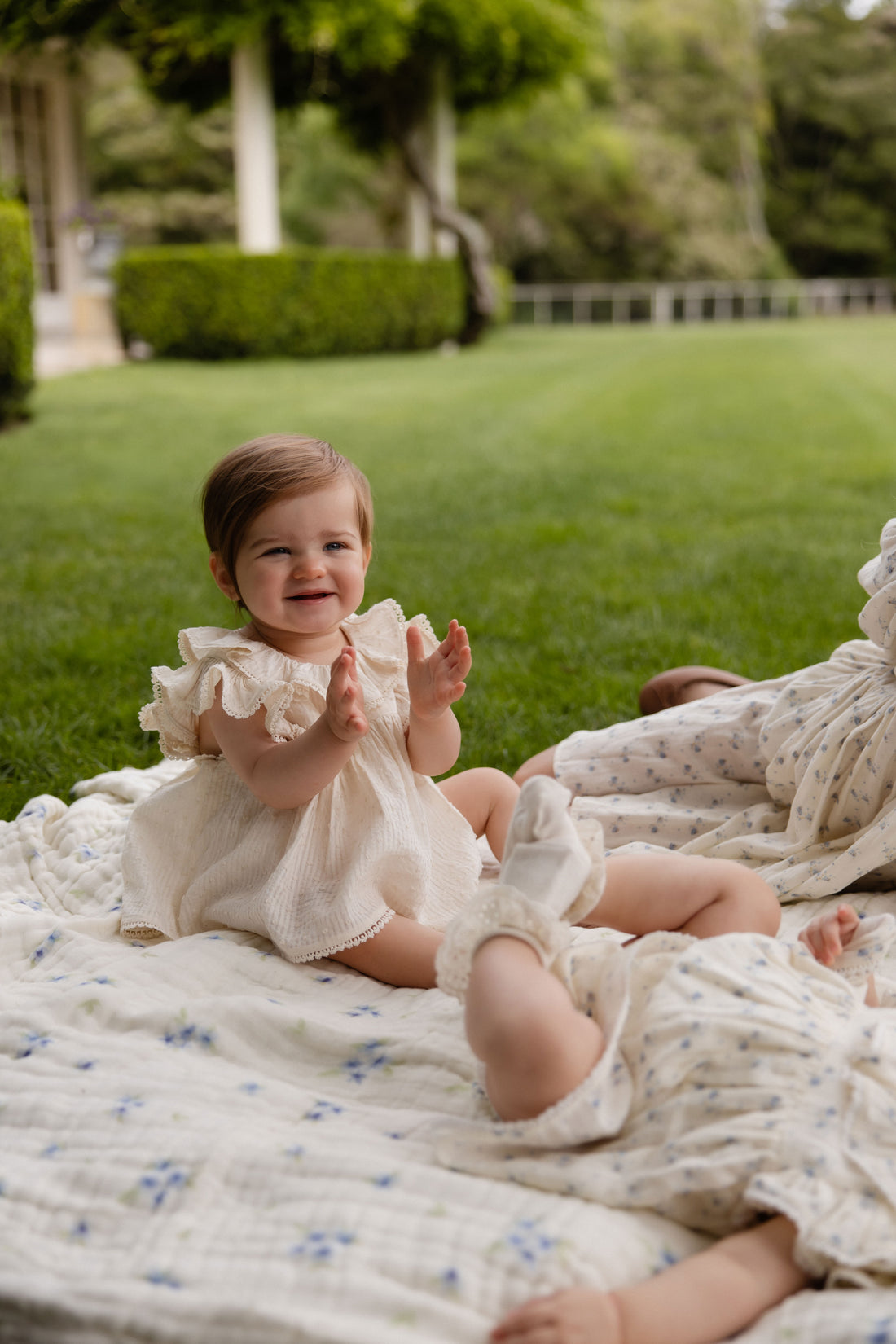 Organic Cotton Frannie Playsuit - Parchment Childrens Playsuit from Jamie Kay NZ